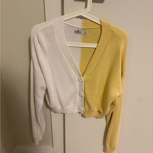 Hollister Women's Two-Tone Cardigan in Yellow and White